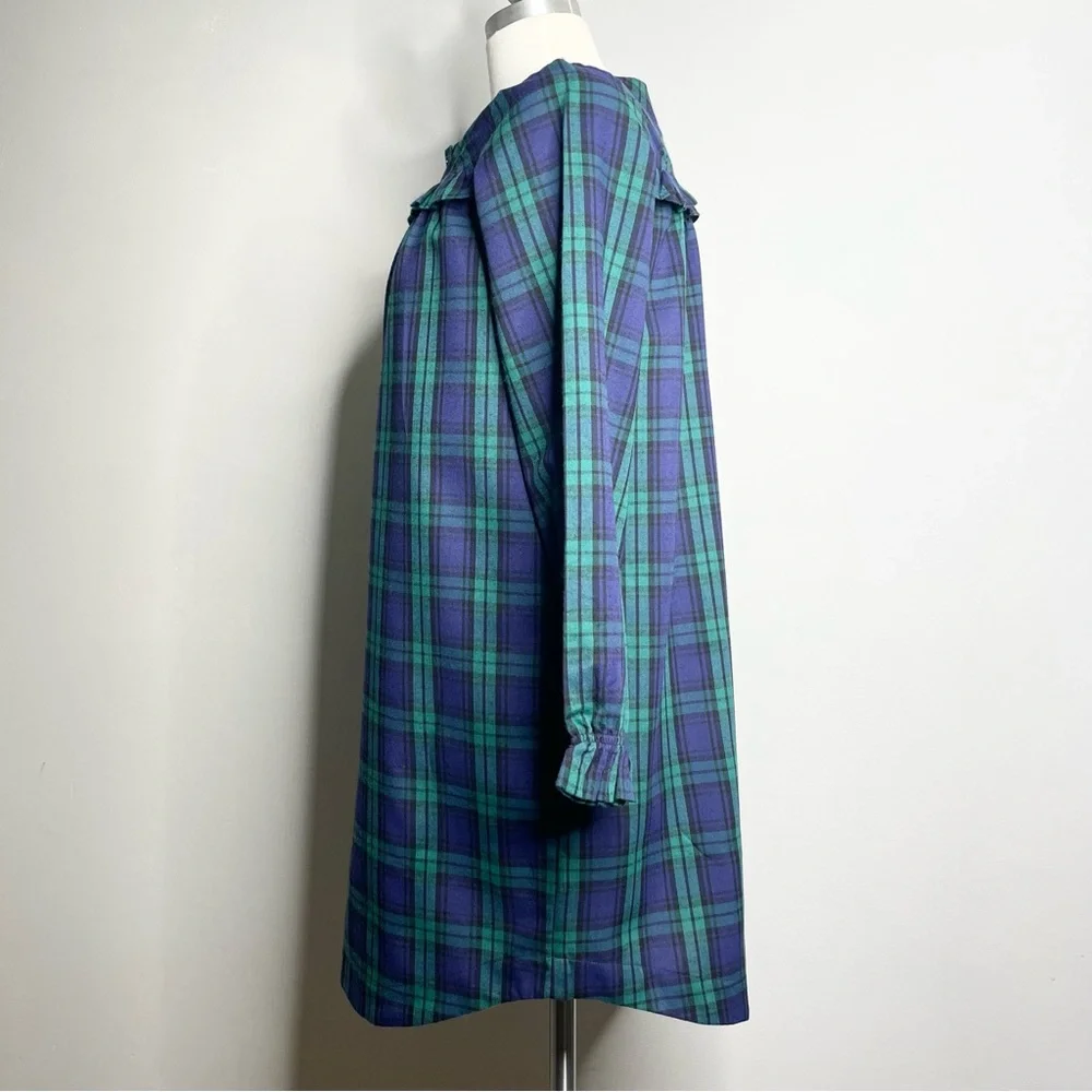 CREWCUTS SLEEP WEAR Tartan Plaid Long Sleeve Ruffle Nightgown House Dress